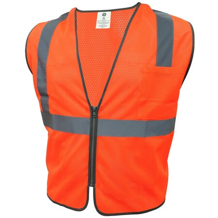 Ge Safety Vest XL Class Class 2, Type R , Zipper 2 Pockets GV076OXL